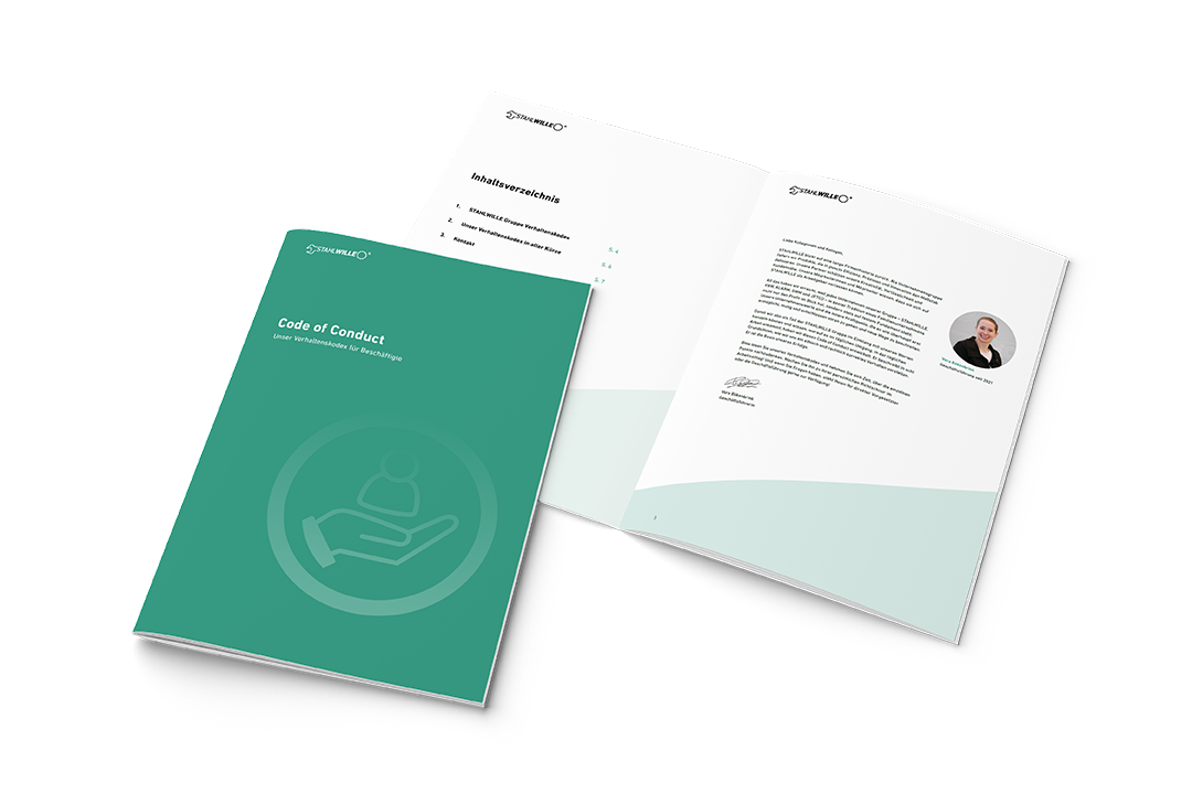 Mock-up der Code of Conduct Broschüre für Beschäftigte