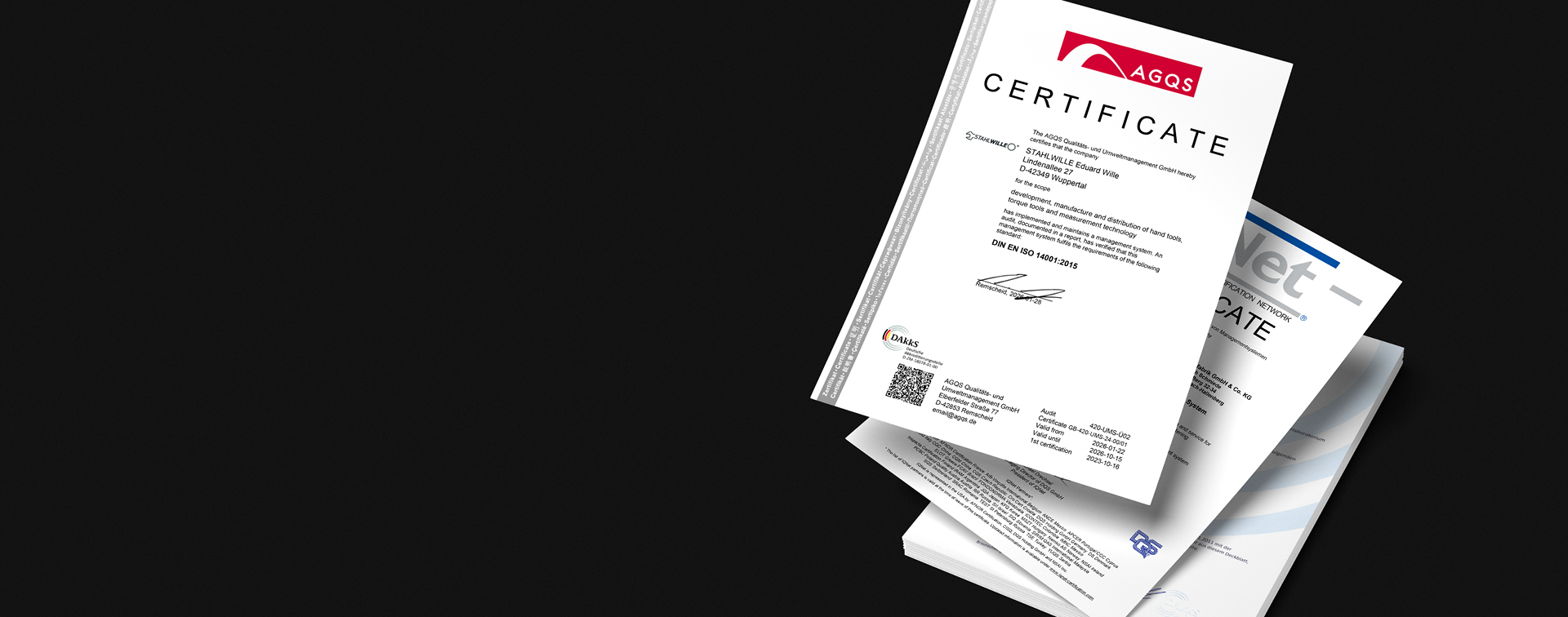Display of the different certificates